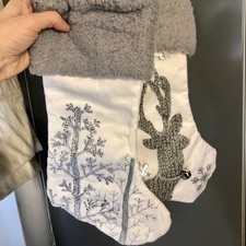 Medium 2pcs Christmas Stockings Socks Xmas Hanging Gift Bags Sequins VM