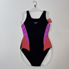 Speedo Women Colourblock 2.0 Swimsuit Black/Pink - UK Size 8 / 32 - New