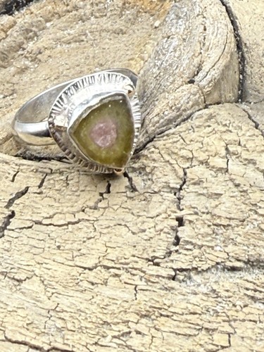 Watermelon tourmaline ring - , 7.5