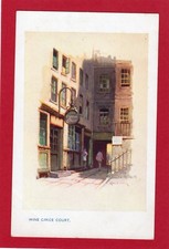 Wine Office Court Ye Olde Cheshire Cheese London Artist Illustrated pc AT657