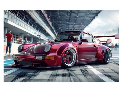 Red sports car racing poster - sports,