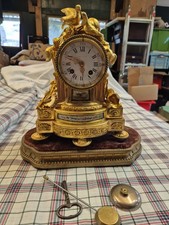Antique French Ormolu 8  Mantle Clock . Working Condition 