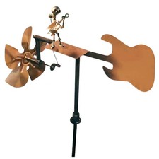 Metal Windmill Garden Guitar Art Decoration Wind Spinner Kinetic Yard Sculpture