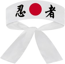 White Japanese Hachimaki Headband Sushi Chef Bushido Karate Training Sports