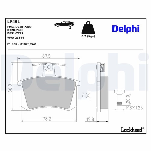 Lp451 brake pad set disc - pad, set,