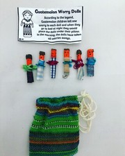 6 Guatemalan Worry Dolls in