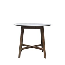 White Marble Top Wooden Legs Round Bethan Dining Table Up To 4 Seats - Was £714