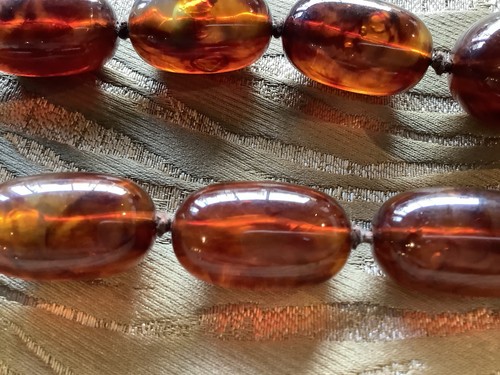 Cherry amber bakelite necklace - amber,