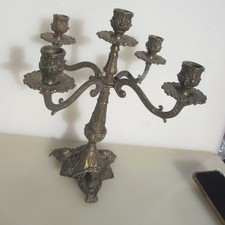 Vintage Metal Candelabra Candle Holders Antique Brass Plated Rococo Koi Fish 12"