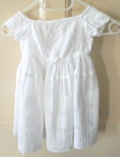 Antique Babys Dress Gown Victorian Edwardian Floral Embroidered Cotton Lace