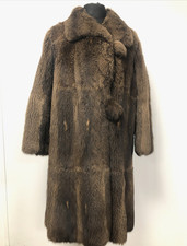 Real Fur Beaver Coat by Marshalls of Bognor Regis, Vintage 1950s, Size 12-14?