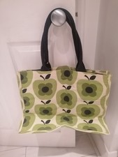 ORLA KIELY FOR TESCO. NEW JUTE TOTE SHOPPING BAG. GREEN APPLES