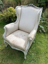 Antique White High Back Armchair/Chair for Restoration / Reupholstering Project