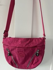 Kipling Small Fuschia Hot Pink Crossbody Bag, Pockets, Adjustable