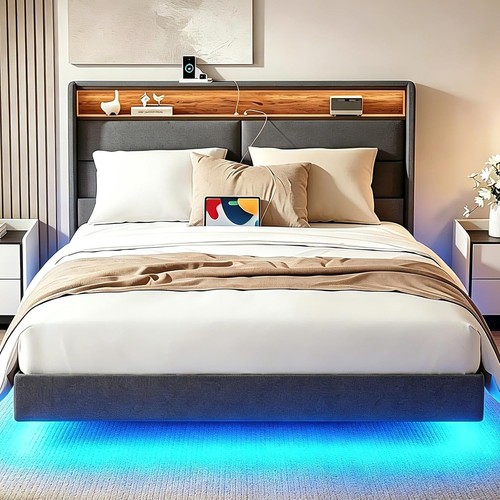Floating double bed frame with - double,