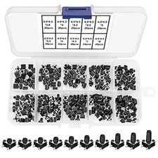 200 PCS Micro Momentary Tactile Push Button Switch, 4.5×4.5mm 10 Types of Kit,