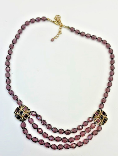 Vintage purple bead statement - purple,