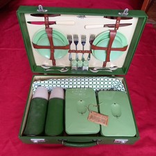 VINTAGE 1960s GREEN CASED SIRRAM PICNIC SET.....IDEAL PROP