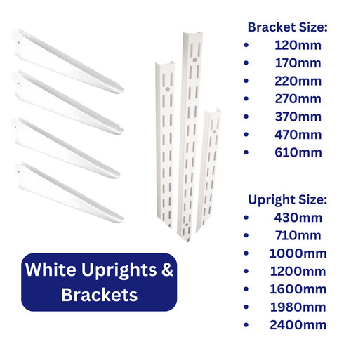 Twin slot shelving white - shelving,