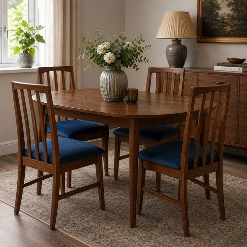 Set four teak dining - set, chairs