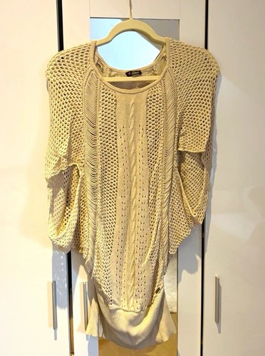 Guess beige cable knit crew - beige,