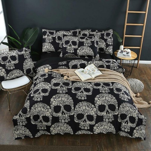 Skull wiht flowers bedding - wiht,