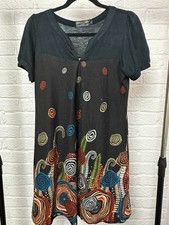 Pussycat london black boho short sleeved dress with beautiful pattern Large