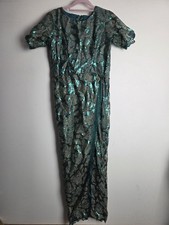 Beautiful African Nigerian Green Dress Maxi Gown Formal Size Small 10 Sequin