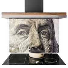 Glass Splashback Kitchen Tile Cooker Panel ANY SIZE US Dollar Bill Franklin 0745
