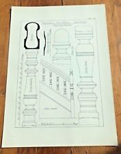 1902 large measured drawing print ! old oak staircase - ordsall old hall .102