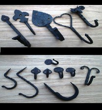 Hand Forged Wrought iron Old vintage Hat Coat Hanging Hanger Hooks Blacksmith