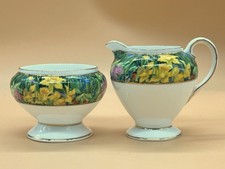 Art Deco Paragon China Springtime design creamer and open sugar bowl set.