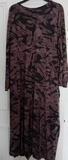 Women's Jersey Dress By Adini Size L1 Brown/black Print
