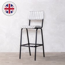 WHITE FAUX LEATHER BAR STOOL