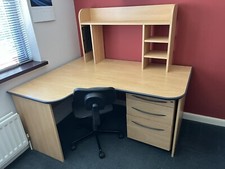 CORNER DESK WITH REMOVABLE HUTCH, FILLING CABINET AND CHAIR, BEDROOM, OFFICE,ETC