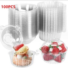 100x Cat Head Cupcake Boxes Clear Muffin Holder Cases Domes Cups Pods Containers