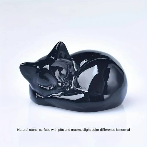 Crystal sleeping cat - cat, figurines