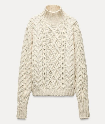 Zara ecru chunky cable aran - ecru,