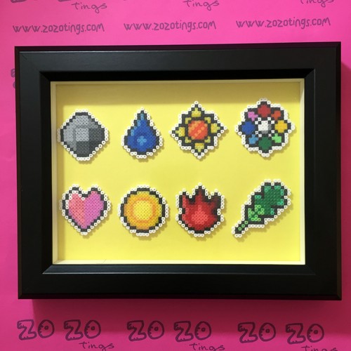 Pokemon gym badges - pixel, frame
