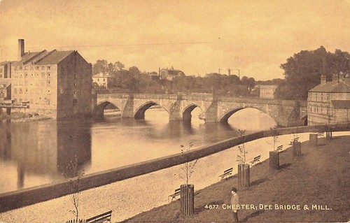 Postcard dee bridge and mill - dee,