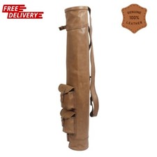 Leather Vintage Golf Bag Sunday Golf Club Bag with Two Pockets Golf Pencil Bag