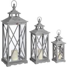Set Of Three Wooden Lanterns
