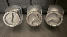 Set of 3 display cookie sweet jars pantry storage glass plastic lids