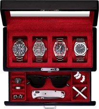 4-Slot Piano Black Watch Box