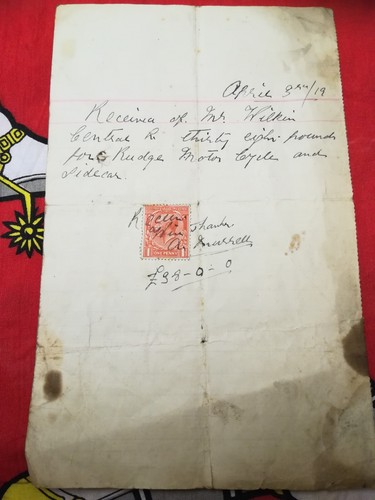 Vintage motorcycle receipt - vintage,