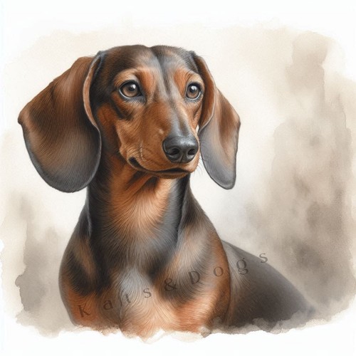Dachshund sausage watercolour - dachshund,