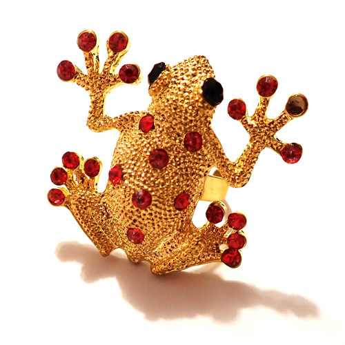 Size vintage tree frog - size, ring