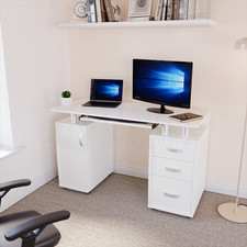 3 Drawer Computer Desk Home Office Work Study PC Laptop Workstation Table