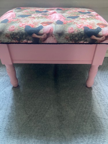 Footstool pink and made - in, of