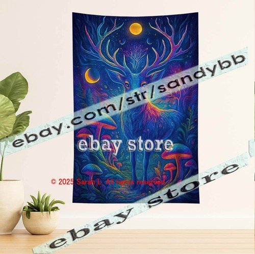Psychedelic cosmic stag art - cosmic,
